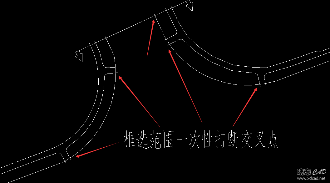 框选范围一次性打断交叉点